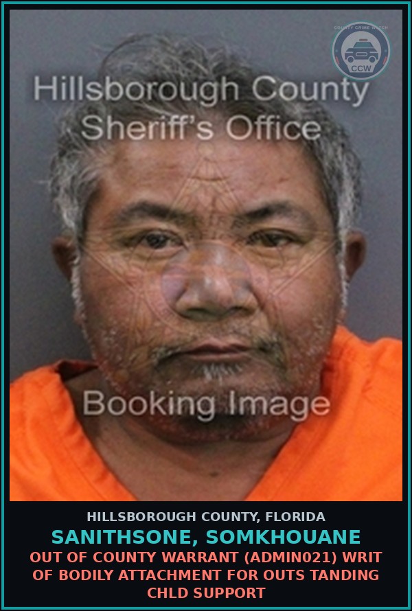 Booking mugshot of SANITHSONE, SOMKHOUANE in Hillsborough County
