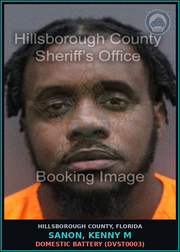Booking mugshot of SANON, KENNY M in Hillsborough County