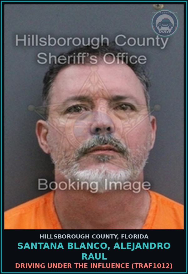 Booking mugshot of SANTANA BLANCO, ALEJANDRO RAUL in Hillsborough County
