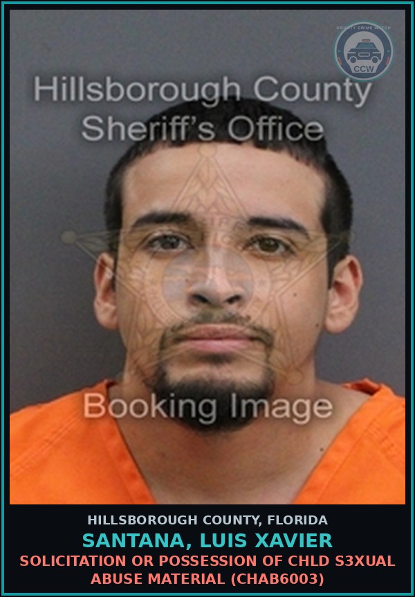 Booking mugshot of SANTANA, LUIS XAVIER in Hillsborough County