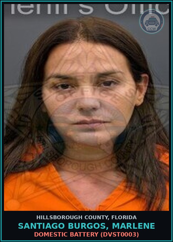 Booking mugshot of SANTIAGO BURGOS, MARLENE in Hillsborough County