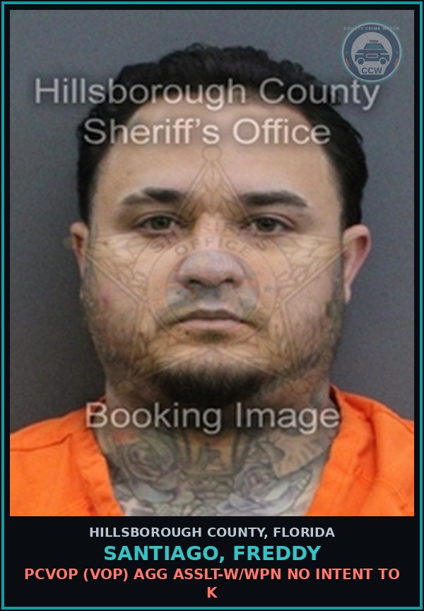 Booking mugshot of SANTIAGO, FREDDY in Hillsborough County