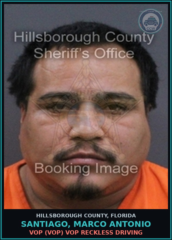 Booking mugshot of SANTIAGO, MARCO ANTONIO in Hillsborough County