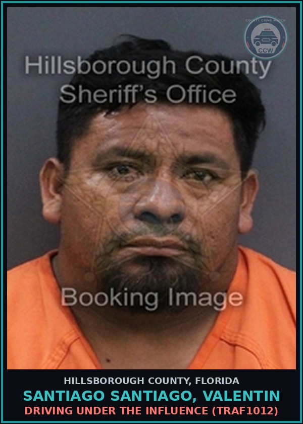 Booking mugshot of SANTIAGO SANTIAGO, VALENTIN in Hillsborough County
