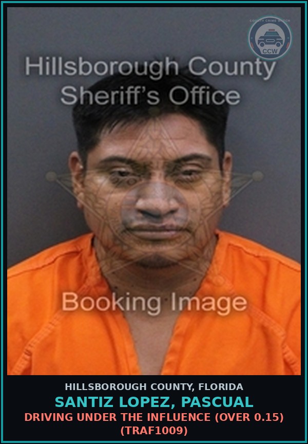 Booking mugshot of SANTIZ LOPEZ, PASCUAL in Hillsborough County
