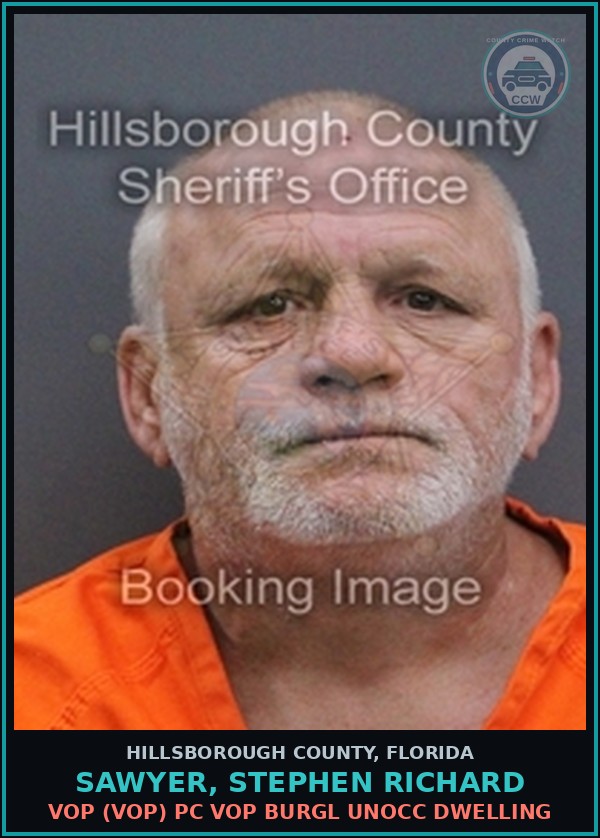 Booking mugshot of SAWYER, STEPHEN RICHARD in Hillsborough County