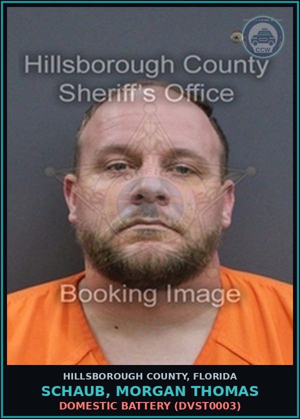 Booking mugshot of SCHAUB, MORGAN THOMAS in Hillsborough County
