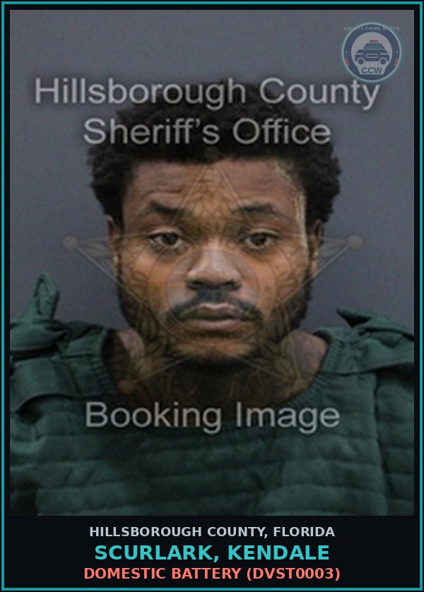 Booking mugshot of SCURLARK, KENDALE in Hillsborough County