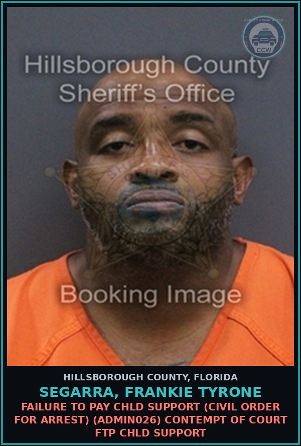 Booking mugshot of SEGARRA, FRANKIE TYRONE in Hillsborough County