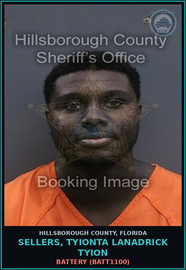 Booking mugshot of SELLERS, TYIONTA LANADRICK TYION in Hillsborough County