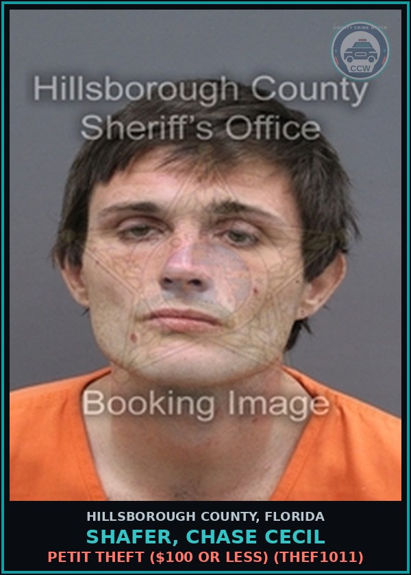Booking mugshot of SHAFER, CHASE CECIL in Hillsborough County