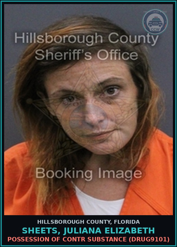 Booking mugshot of SHEETS, JULIANA ELIZABETH in Hillsborough County