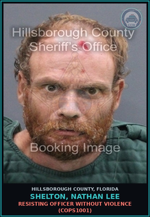 Booking mugshot of SHELTON, NATHAN LEE in Hillsborough County