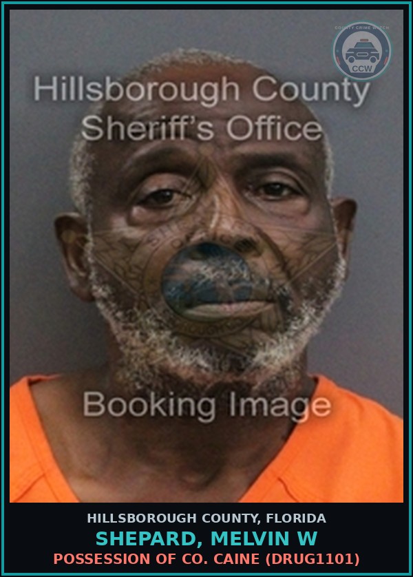 Booking mugshot of SHEPARD, MELVIN W in Hillsborough County