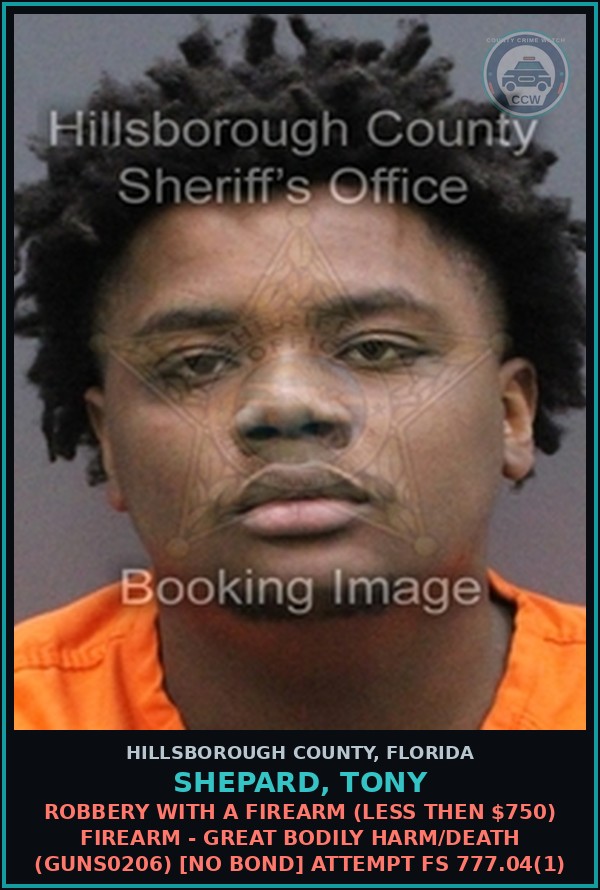 Booking mugshot of SHEPARD, TONY in Hillsborough County