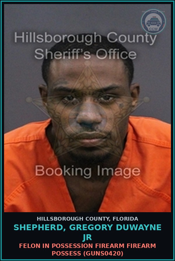 Booking mugshot of SHEPHERD, GREGORY DUWAYNE JR in Hillsborough County