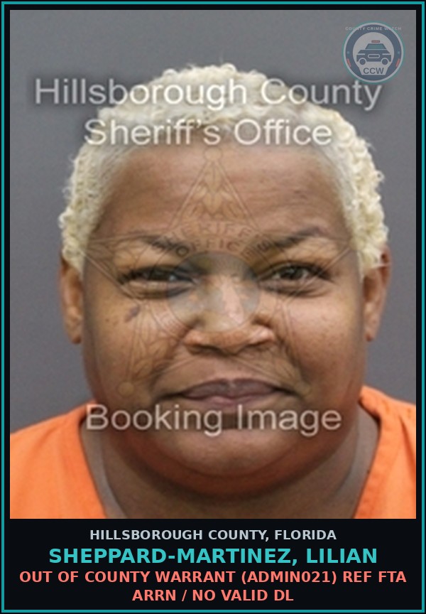 Booking mugshot of SHEPPARD-MARTINEZ, LILIAN in Hillsborough County