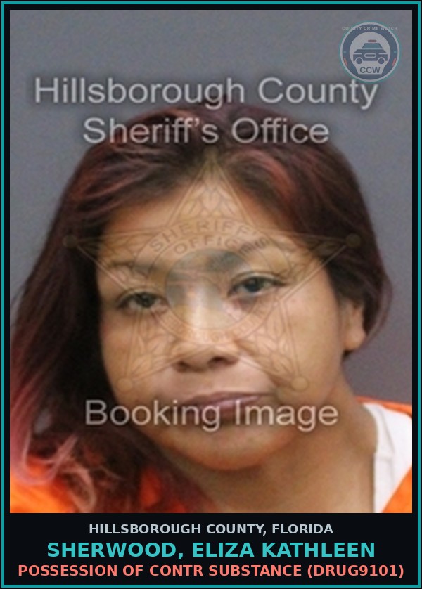 Booking mugshot of SHERWOOD, ELIZA KATHLEEN in Hillsborough County
