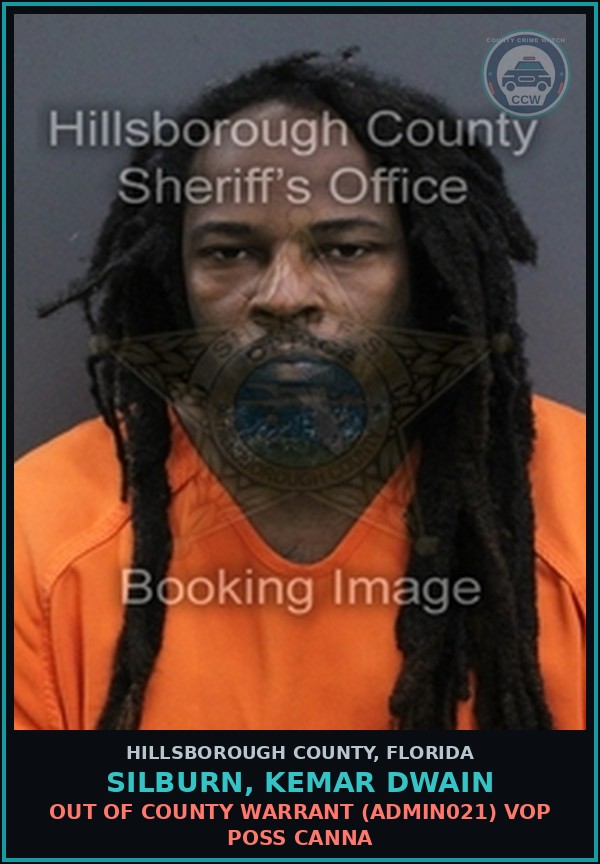 Booking mugshot of SILBURN, KEMAR DWAIN in Hillsborough County
