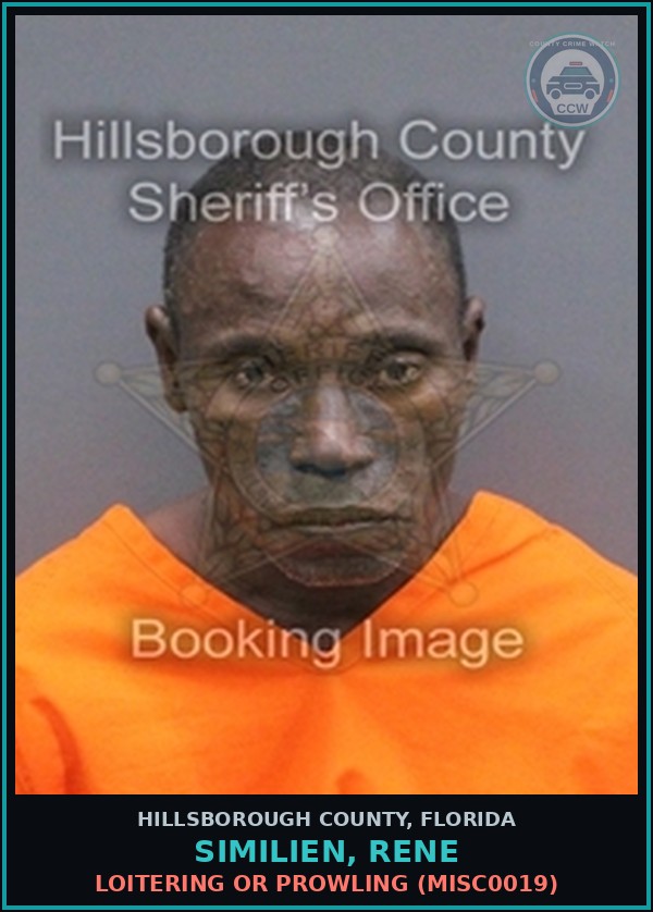 Booking mugshot of SIMILIEN, RENE in Hillsborough County