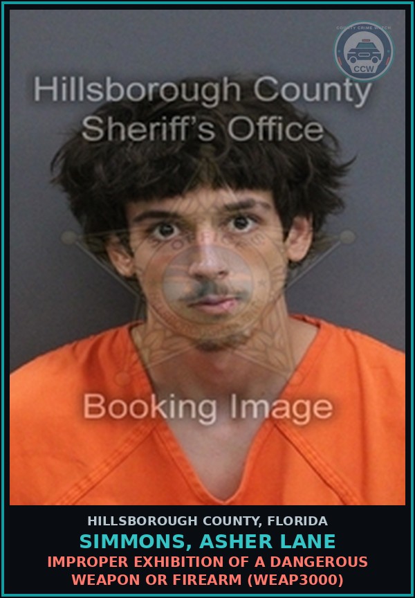 Booking mugshot of SIMMONS, ASHER LANE in Hillsborough County