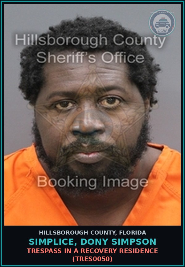 Booking mugshot of SIMPLICE, DONY SIMPSON in Hillsborough County