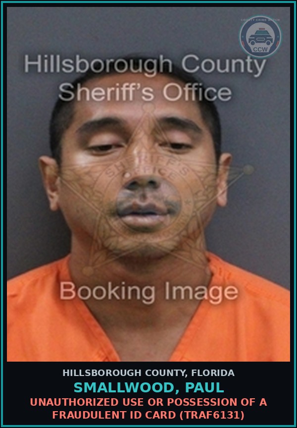 Booking mugshot of SMALLWOOD, PAUL in Hillsborough County
