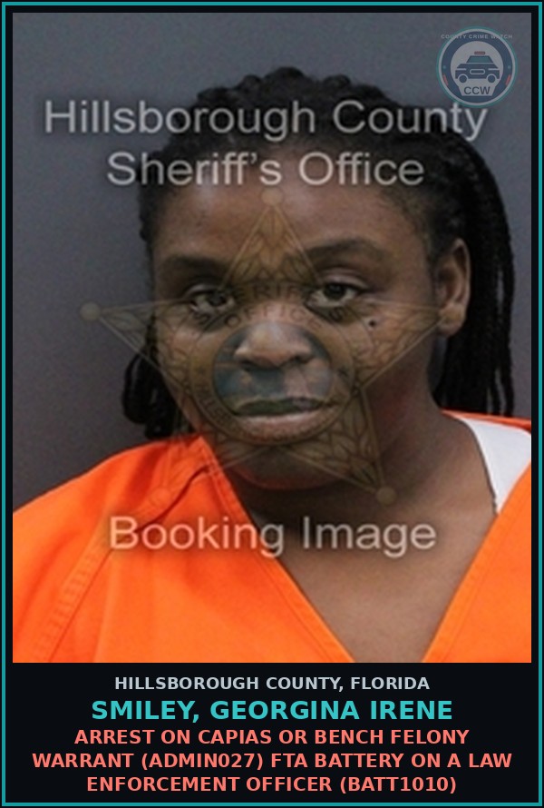Booking mugshot of SMILEY, GEORGINA IRENE in Hillsborough County