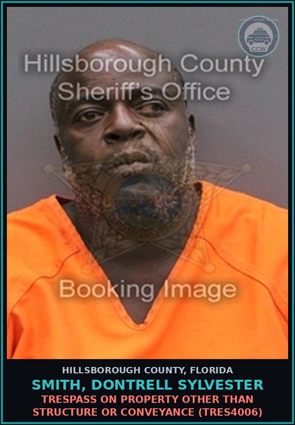 Booking mugshot of SMITH, DONTRELL SYLVESTER in Hillsborough County