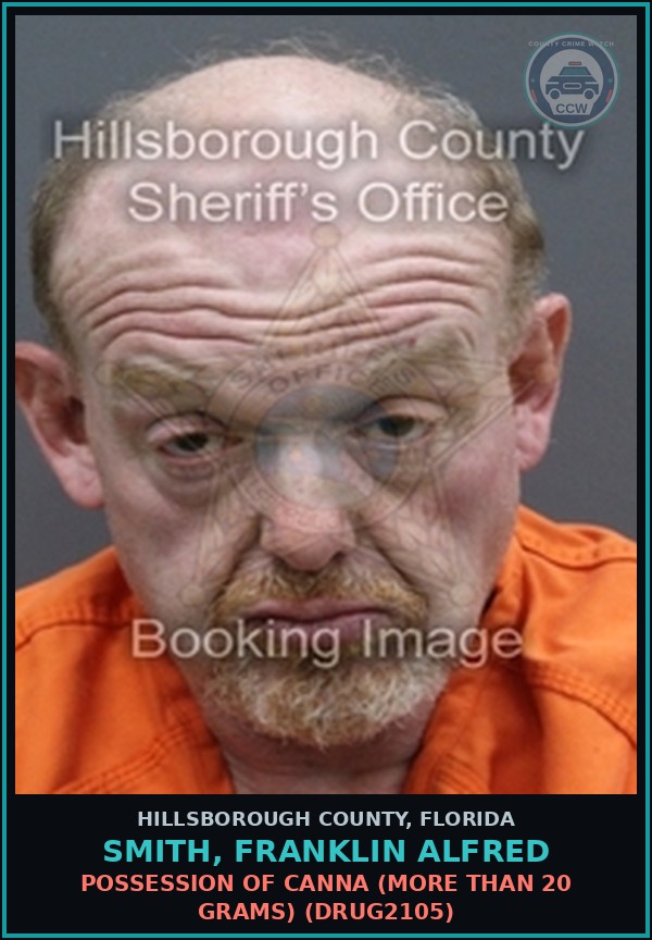 Booking mugshot of SMITH, FRANKLIN ALFRED in Hillsborough County