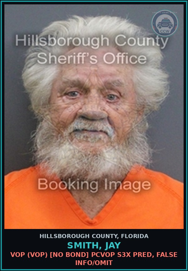 Booking mugshot of SMITH, JAY in Hillsborough County