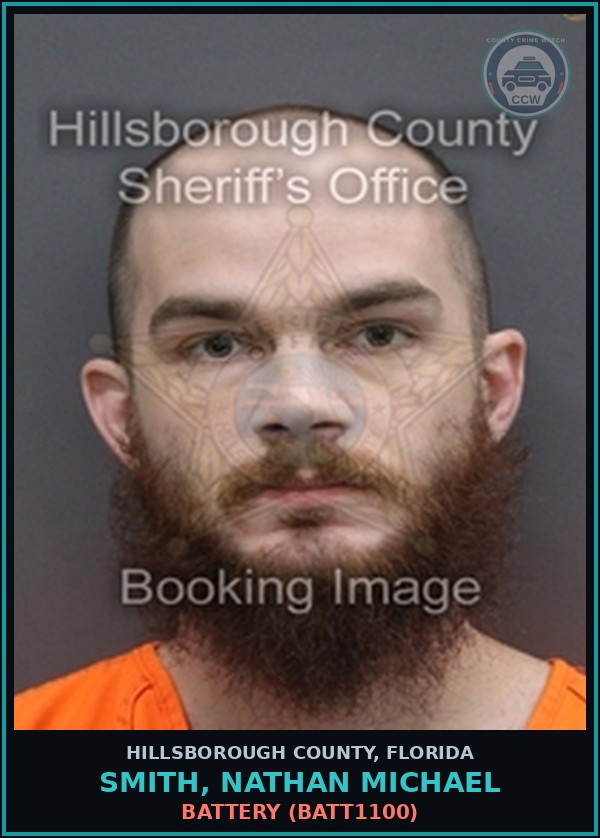 Booking mugshot of SMITH, NATHAN MICHAEL in Hillsborough County