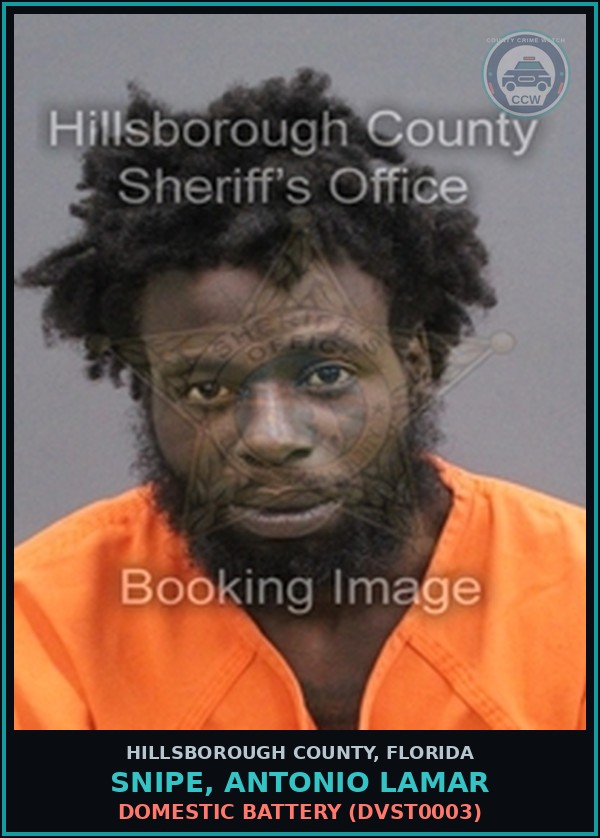 Booking mugshot of SNIPE, ANTONIO LAMAR in Hillsborough County