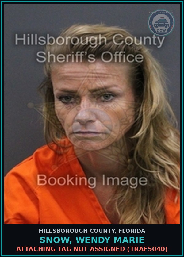 Booking mugshot of SNOW, WENDY MARIE in Hillsborough County