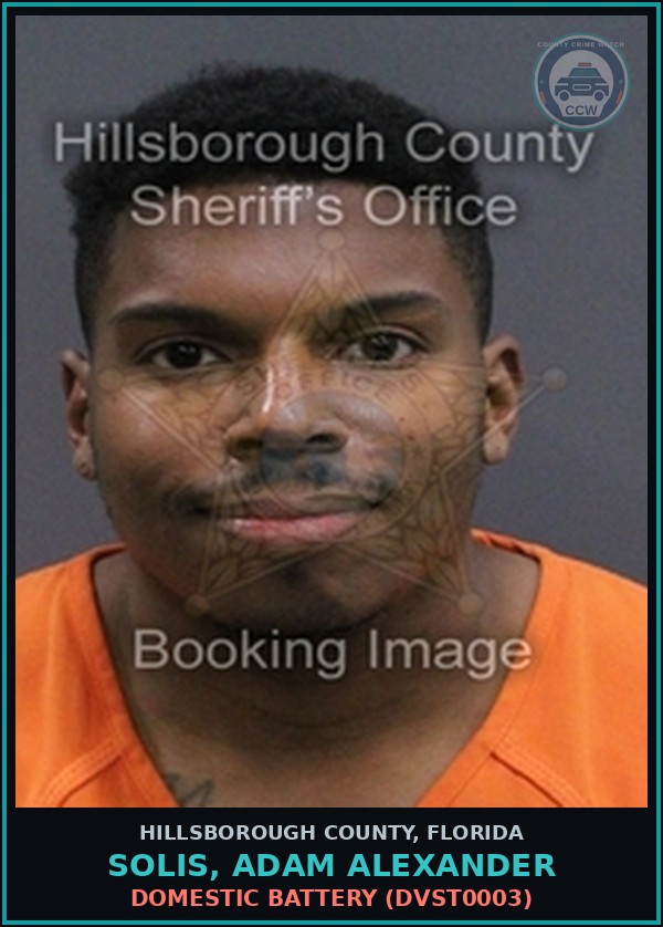 Booking mugshot of SOLIS, ADAM ALEXANDER in Hillsborough County