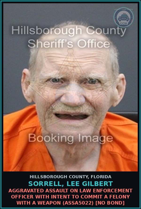 Booking mugshot of SORRELL, LEE GILBERT in Hillsborough County