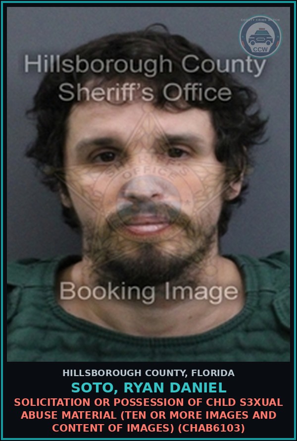 Booking mugshot of SOTO, RYAN DANIEL in Hillsborough County
