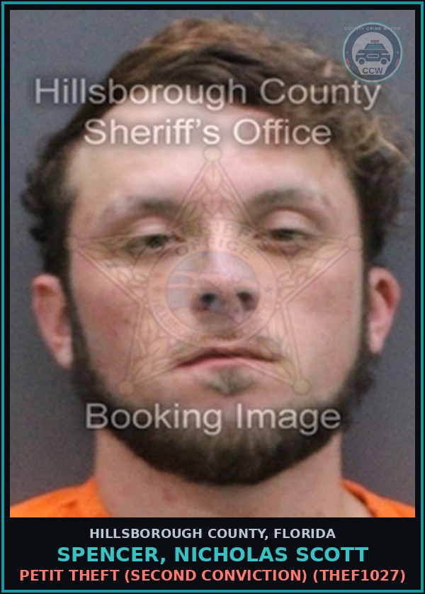 Booking mugshot of SPENCER, NICHOLAS SCOTT in Hillsborough County