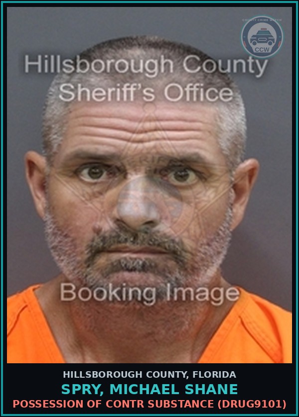 Booking mugshot of SPRY, MICHAEL SHANE in Hillsborough County