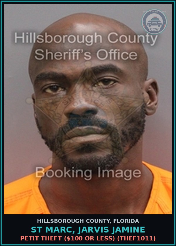 Booking mugshot of ST MARC, JARVIS JAMINE in Hillsborough County