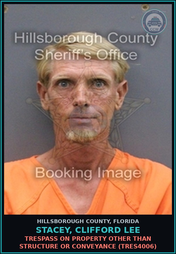 Booking mugshot of STACEY, CLIFFORD LEE in Hillsborough County