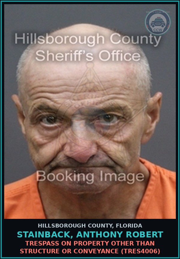 Booking mugshot of STAINBACK, ANTHONY ROBERT in Hillsborough County