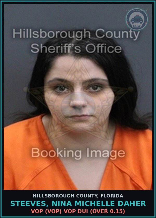 Booking mugshot of STEEVES, NINA MICHELLE DAHER in Hillsborough County