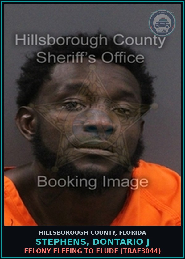 Booking mugshot of STEPHENS, DONTARIO J in Hillsborough County