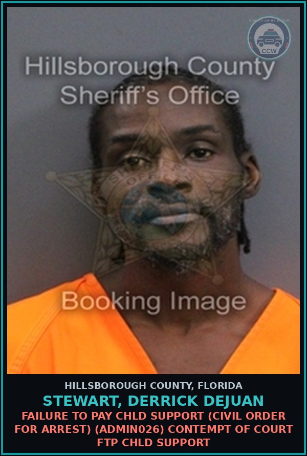Booking mugshot of STEWART, DERRICK DEJUAN in Hillsborough County