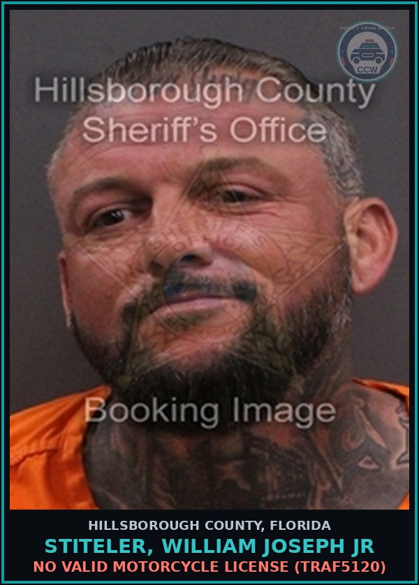 Booking mugshot of STITELER, WILLIAM JOSEPH JR in Hillsborough County
