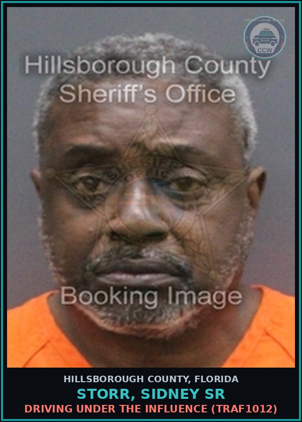 Booking mugshot of STORR, SIDNEY SR in Hillsborough County