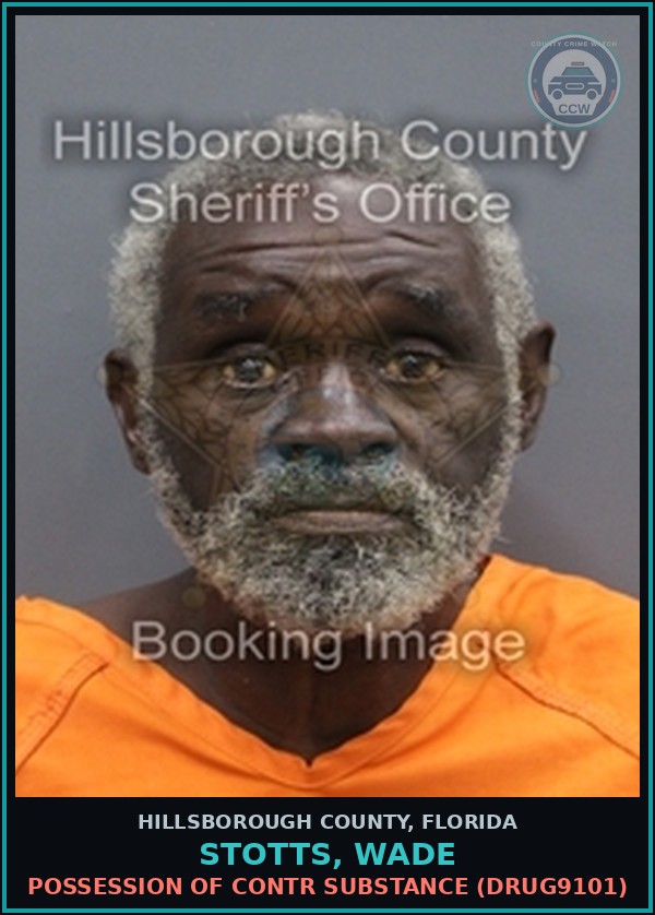 Booking mugshot of STOTTS, WADE in Hillsborough County