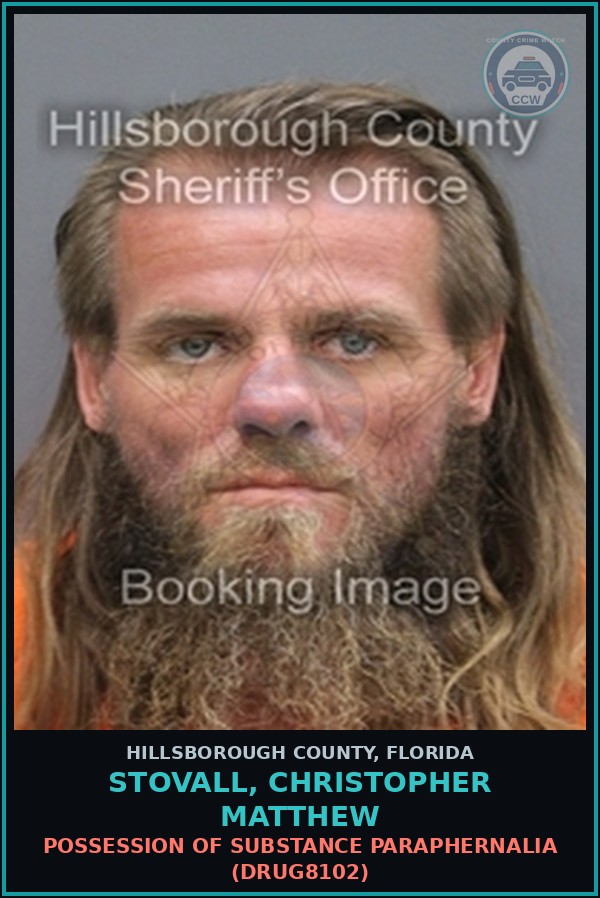 Booking mugshot of STOVALL, CHRISTOPHER MATTHEW in Hillsborough County