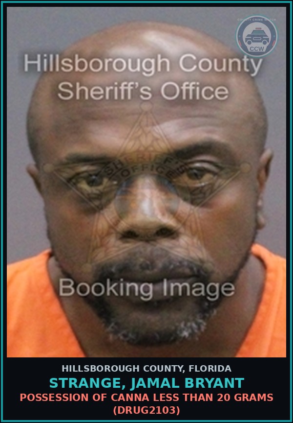 Booking mugshot of STRANGE, JAMAL BRYANT in Hillsborough County